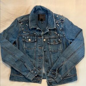 PAIGE Embellished Blue Denim Jacket